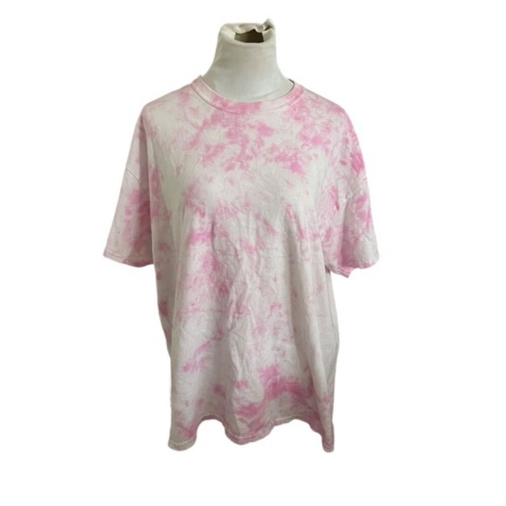 Pink and white tied die T-shirt size XL